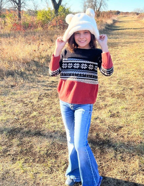 12PM By Mon Ami - Snowflake Print Top in Black